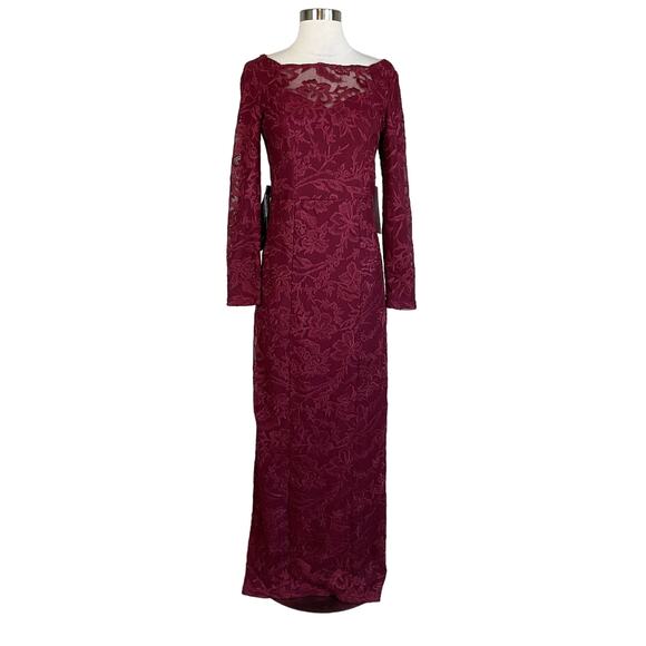 JS Collections Women's Formal Dress Size 4 Red Lace Long Sleeve Evening Gown - Picture 1 of 11
